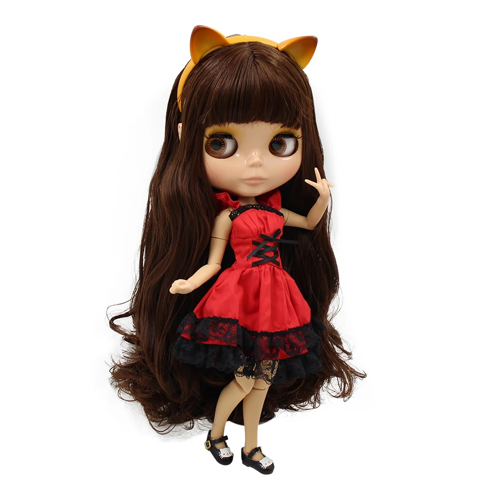 Ледяная кукла DBS Blyth коричневые волосы с челкой жареная кожа кошечка повязка на