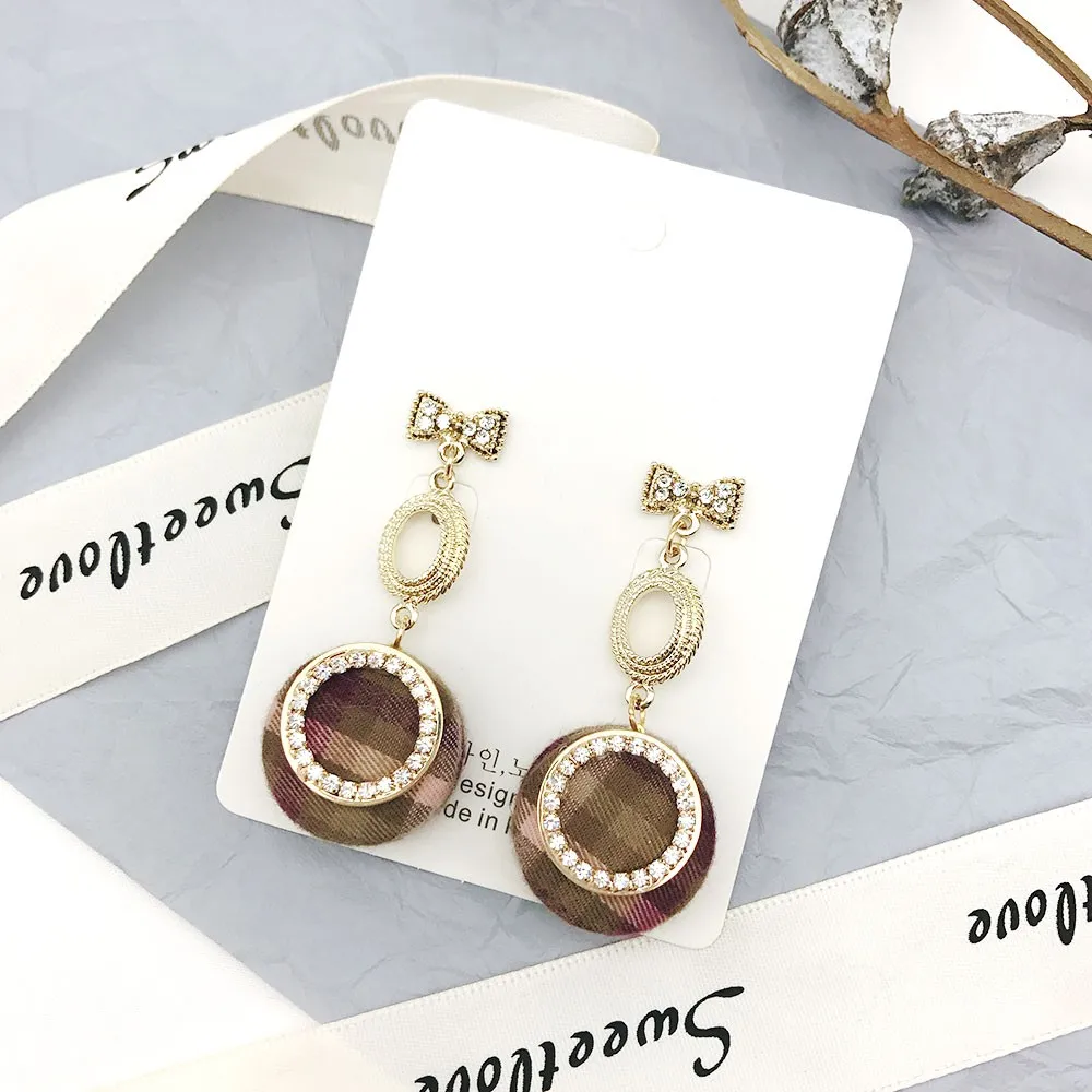 Женские винтажные серьги капельки круглые с бантом и кристаллами|earrings for|statement drop