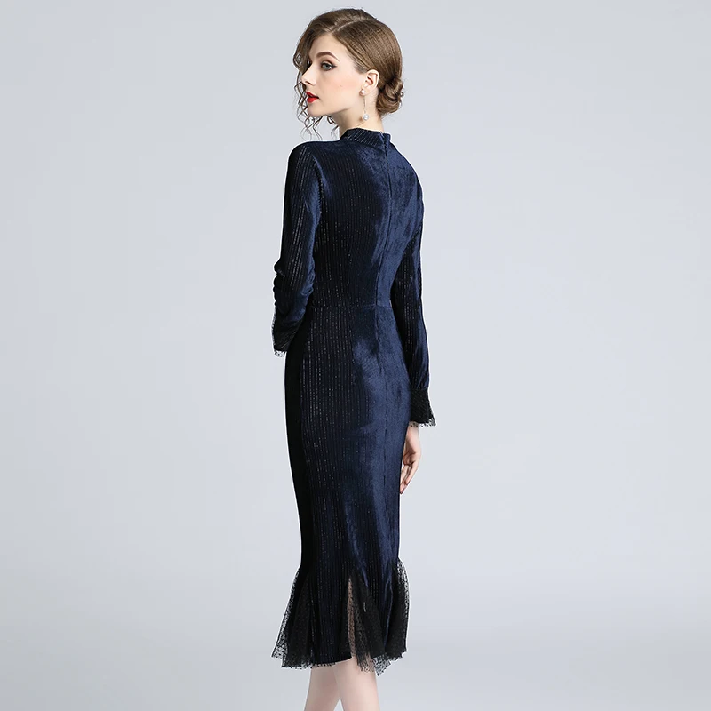 

ZW9115-Actual autumn dress Women's Wear 2019 new fashion bright silk yarn splice bag hip fish