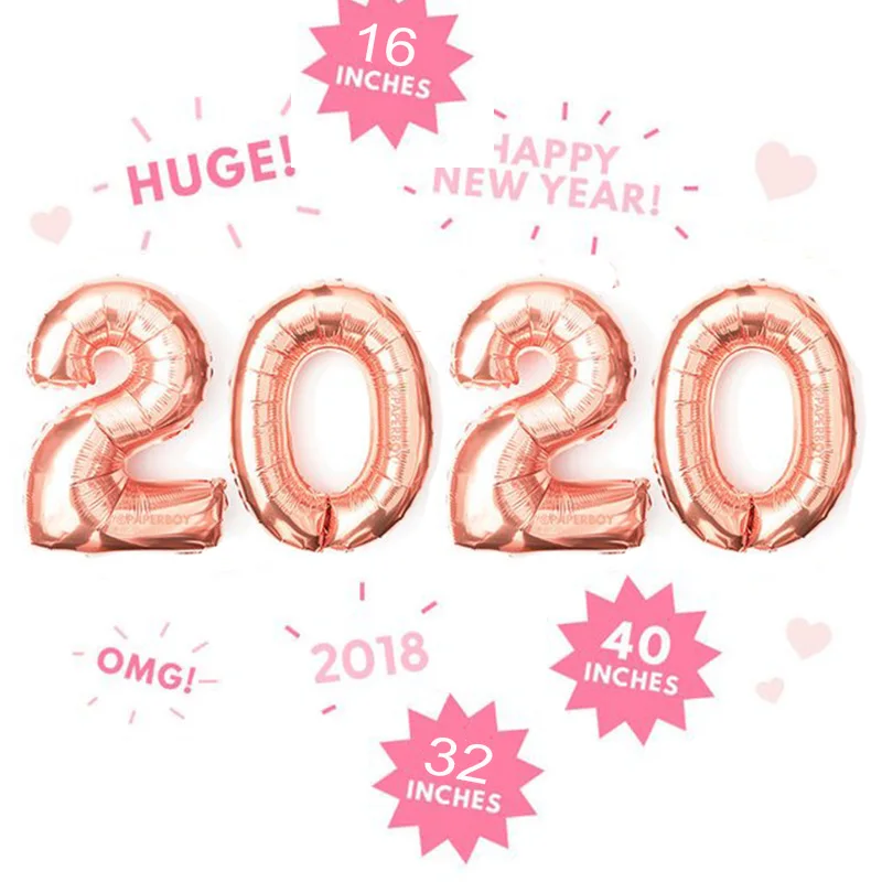 4 шт./лот новый год 2020 Гигантские цифры шар розовое