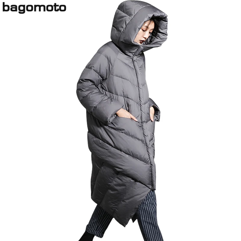 Bagomoto 2019 женская зимняя куртка 2018 новинка прошитая длинная свободная парка с