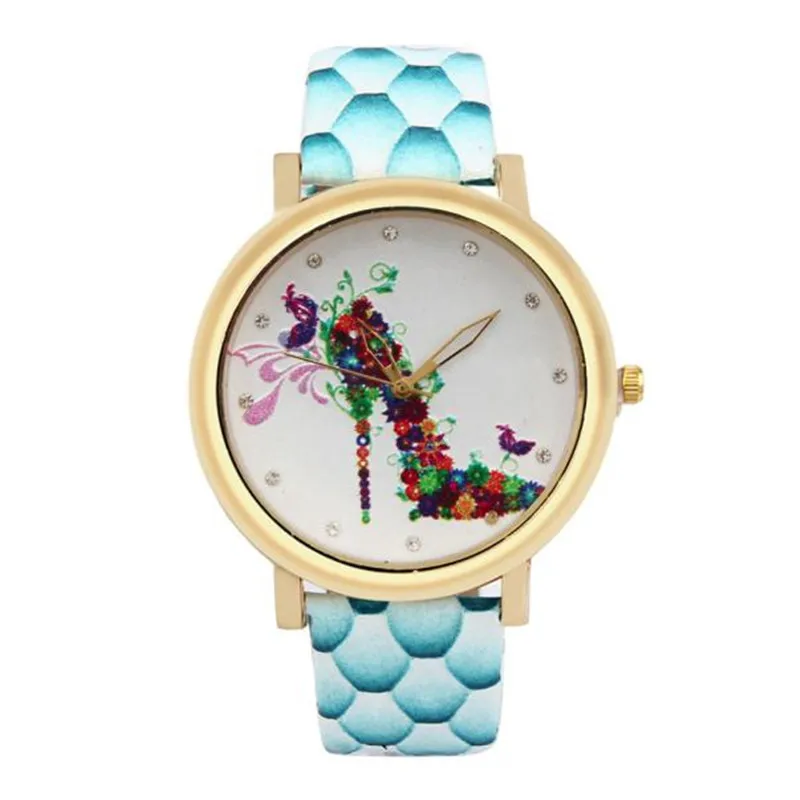 Модные туфли на высоком каблуке аналоговые кварцевые часы Vogue с кожаным ремешком