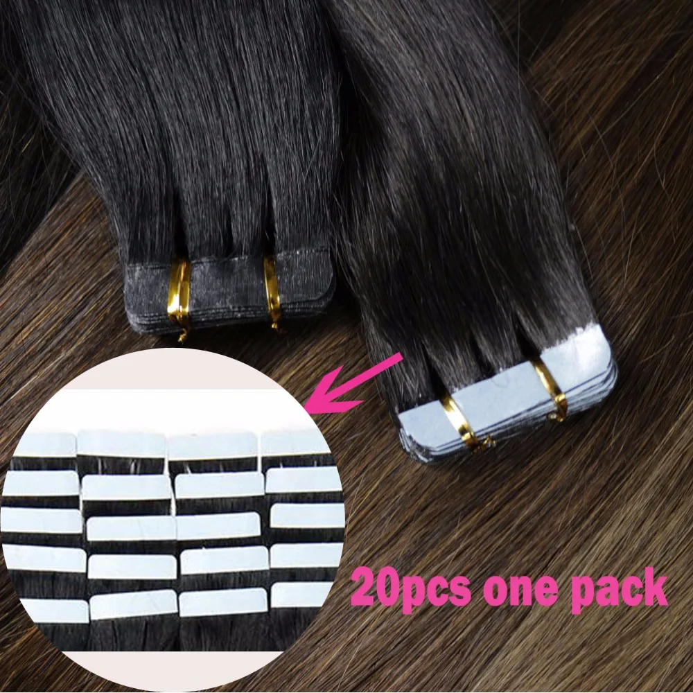 ZZHAIR, а так же 30 г-70g 1" 16" 1" 20" 2" 24" фабричного производства, переходящие плавно от темного к светлому) волос Пряди человеческих волос для наращивания 20 шт./упак. пряди волос на ленте, волосы на Клейкой Ленте имитирующей кожу