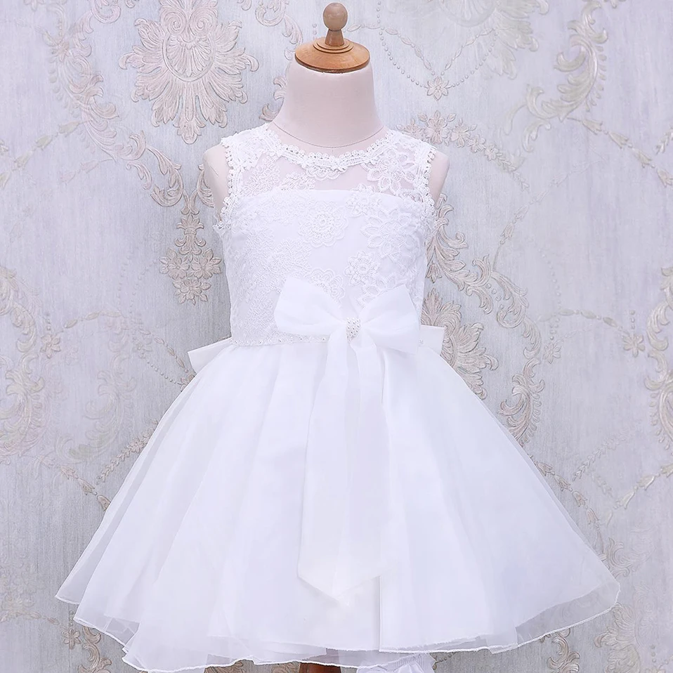 Cutestyles Summer Girls White Flower Dresses For Party Formal Occassion Embroidery Lace Wedding Guest Sundress GD50611-5 | Детская