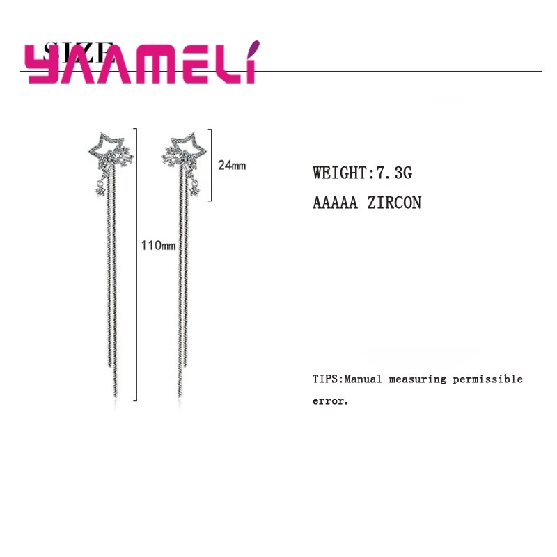 

Earrings Long Section Fashion National Style Starry Sky Charming Beautiful Star Styling 925 Sterling Silver For Girl