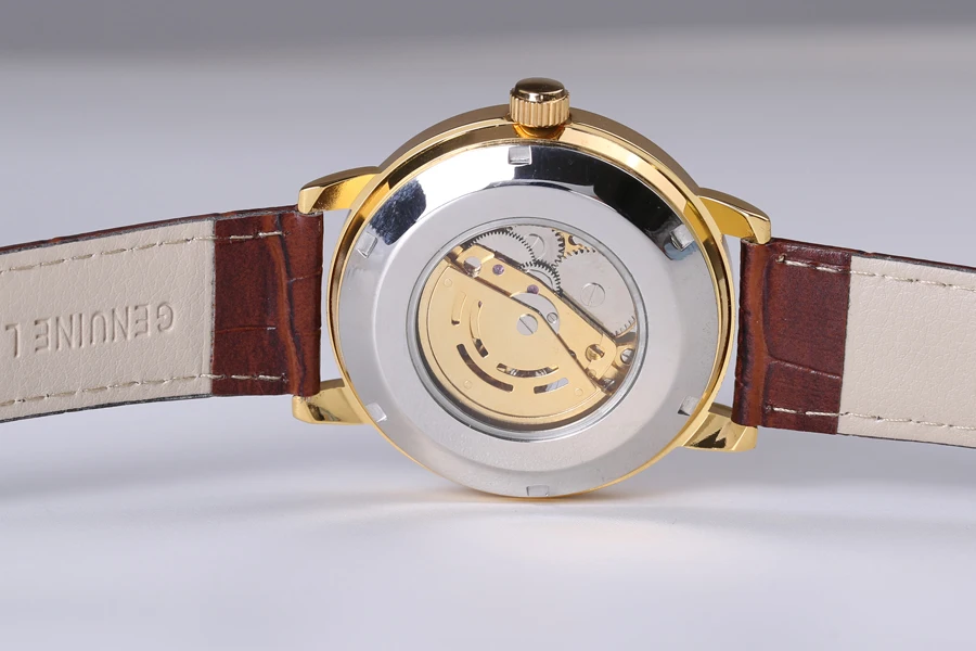 

SEWOR 2018 Luxury Brand Watch Men's Mechanical Business Clock Dress Men's Watches Leather Strap Men Watch Half Skeleton Exqui