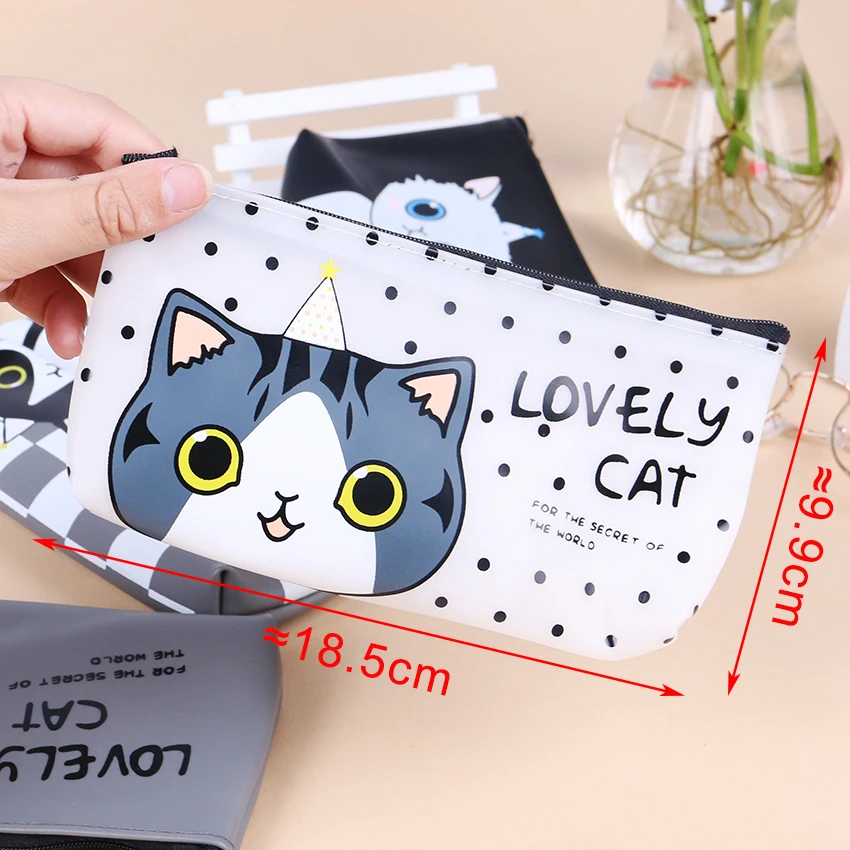 Новая сумка для карандашей с изображением милого кота из мультфильма Papelaria, водонепроницаемый чехол для карандашей из искусственной кожи, Канцелярский материал, школьные принадлежности Escolor
