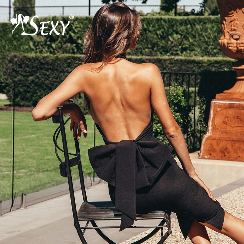 Gosexy, новинка, Vestidos, женское, сексуальное, шикарное, с бретелькой через шею, без рукавов, негабаритное, с бантом, с оборками, с разрезом, вечерние, миди платье