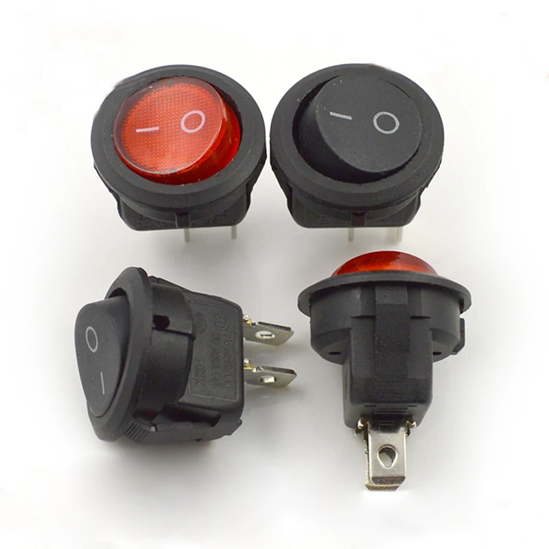 10pcs Round Rocker Switch 2 pin Boat Power feet Diameter 23 Hole 20MM Black Red 6A 250VAC | Обустройство дома