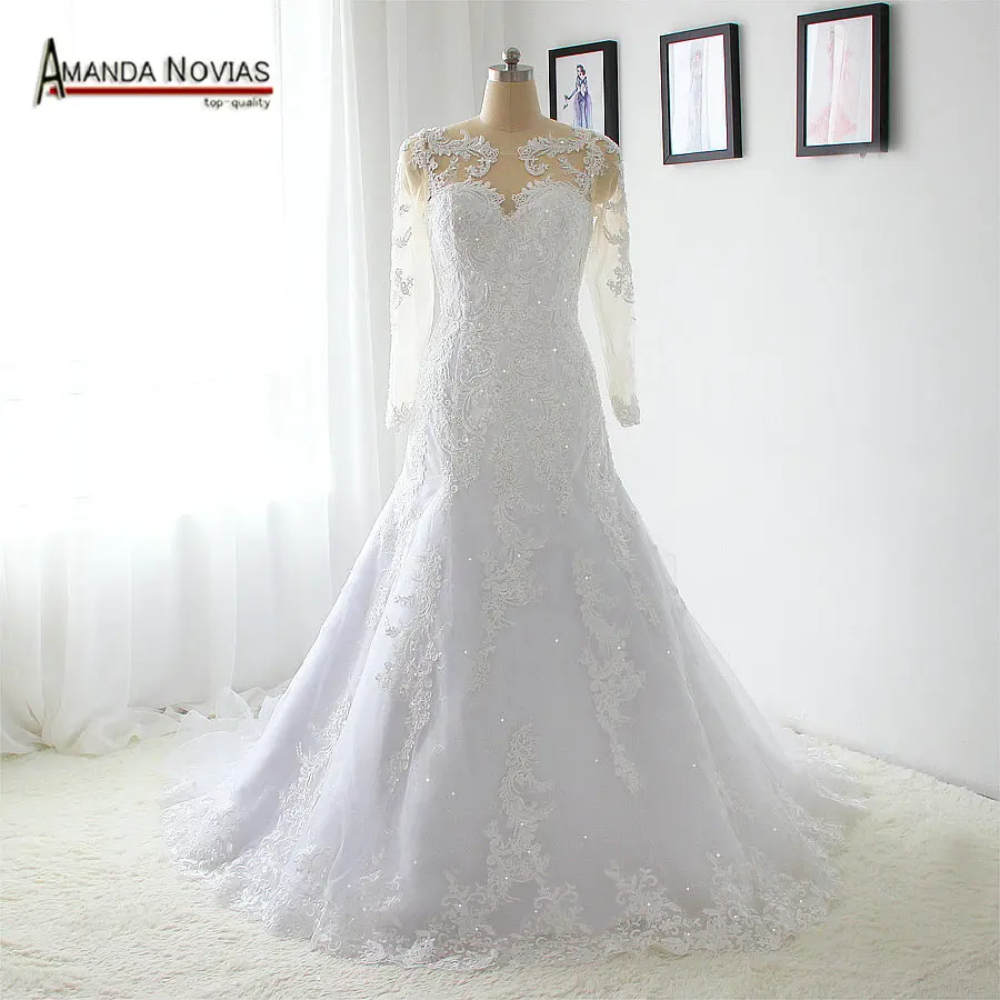 Свадебное платье с длинным рукавом и кружевной аппликацией 2019|mermaid wedding dresses|designer