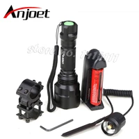 anjoet high quality 2000lm lantern c8 xml q5 led flashlight linterna torch light hunting flash18650 battery charger gun mount