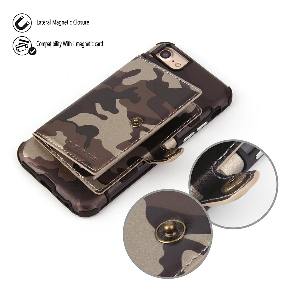 Чехол для телефона Amy Camo iphone XS Max XR 8 7 Plus кожаный чехол-кошелек чехлы 6 6s камуфляжный
