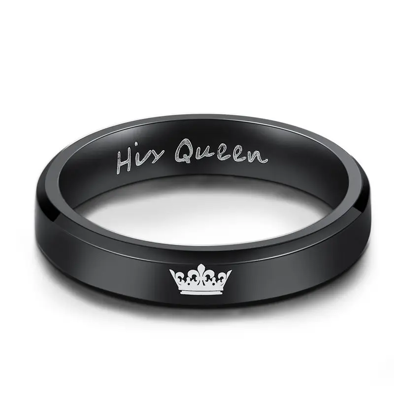Black His Queen V. YA Crown обручальные кольца для женщин его королева и ее король мужчины пара ювелирных изделий Черное золото цвет кольца из нержавеющей стали Прямая поставка - Цвет основного камня: Black His Queen