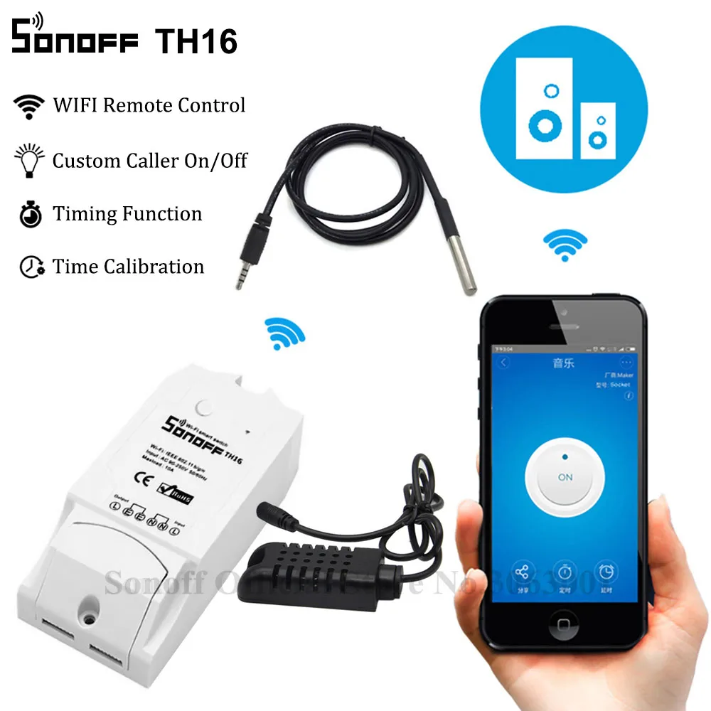 

New Sonoff TH16 Smart Wifi Switch Monitoring Temperature Humidity Wifi Smart Switch Home Automation Kit Works With Alexa Google