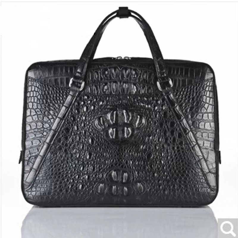 

weitasi new arrival crocodile Men's handbag fashion business casual briefcase men's bag black men crocodile leather handbag