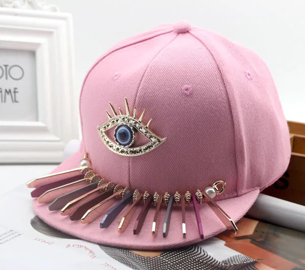 2019 Punk Big Eye Snapback hip hop Cap Kids Children Diamond Baseball Boys Girls Black Gorra Beisbol Hats 50 to 54 cm | Аксессуары для