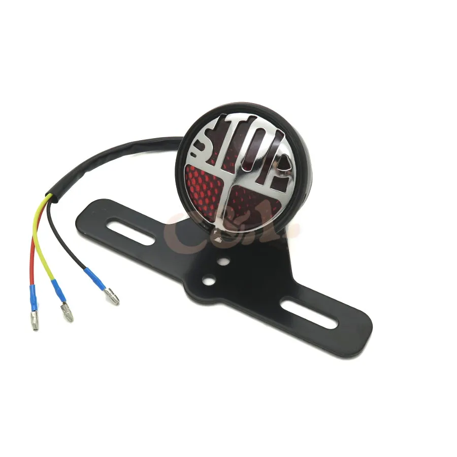 Мотоциклетная черная стоп винтажная лампа номерного знака задний стоп-сигнал