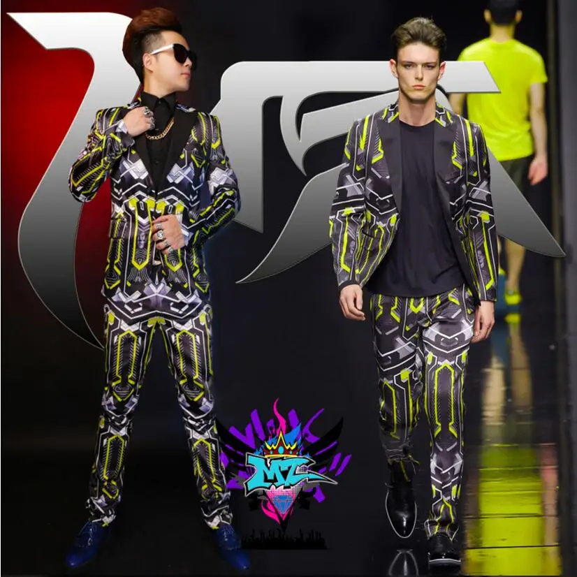 Бесплатная доставка Плюс размер мужская одежда мужской певец желтый и черный