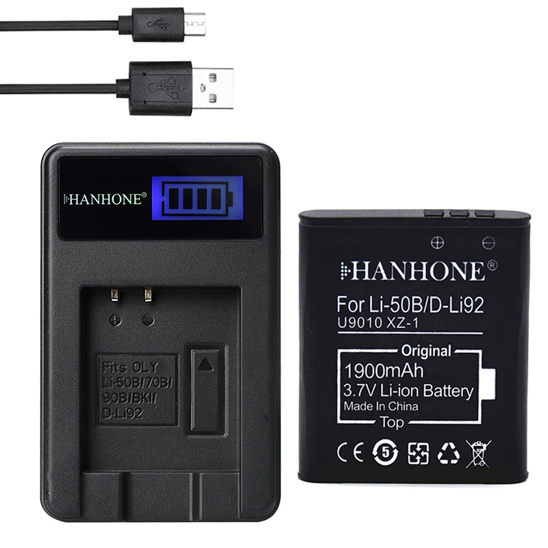 1900 мАч Li 50B D LI92 батарея для камеры + ЖК Зарядное устройство USB Olympus Mju 1020 SP 800UZ Stylus 1010 U