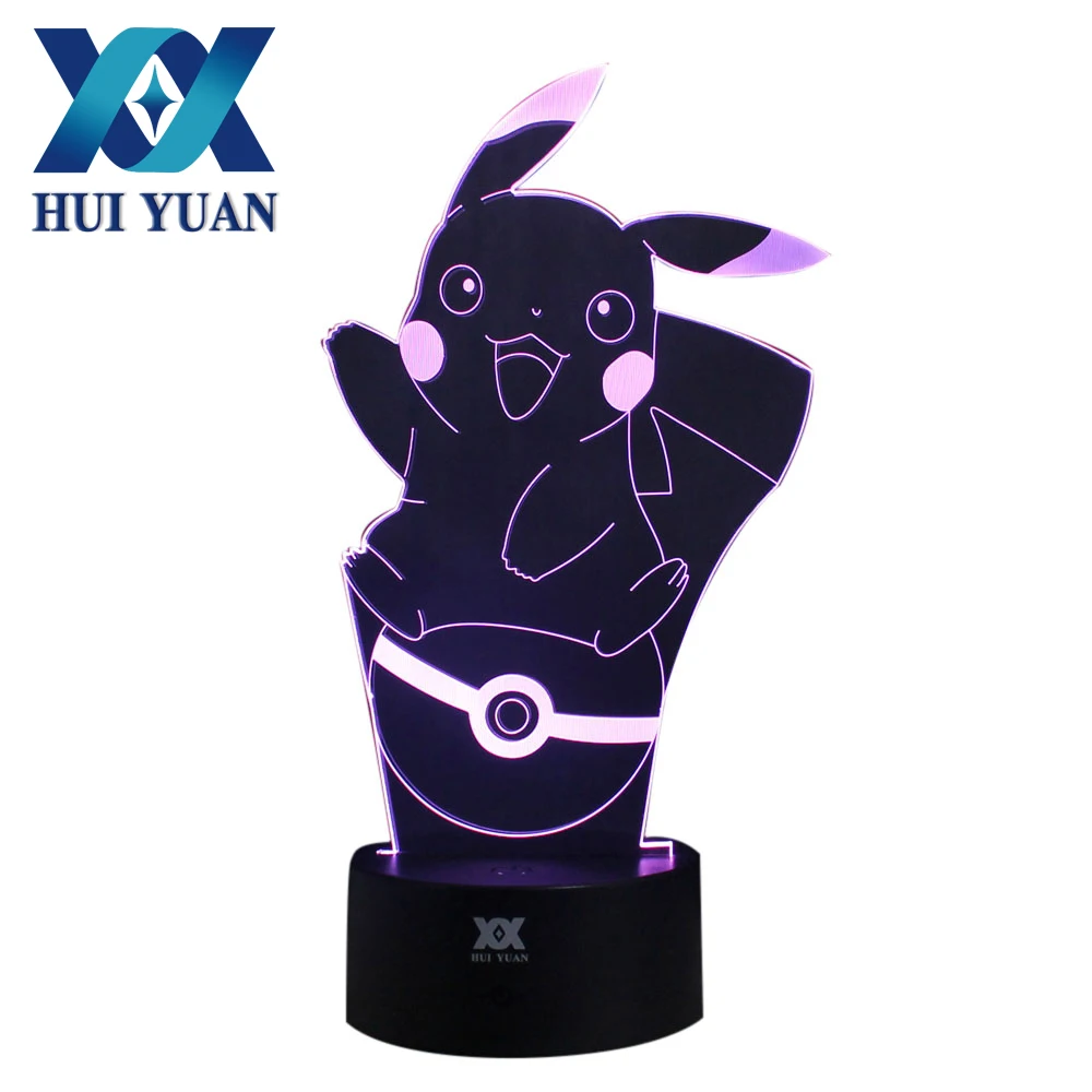 Хуэй Юань Пикачу II 3D светильник ночник Настроение лампы светодиодные DC 5 В USB