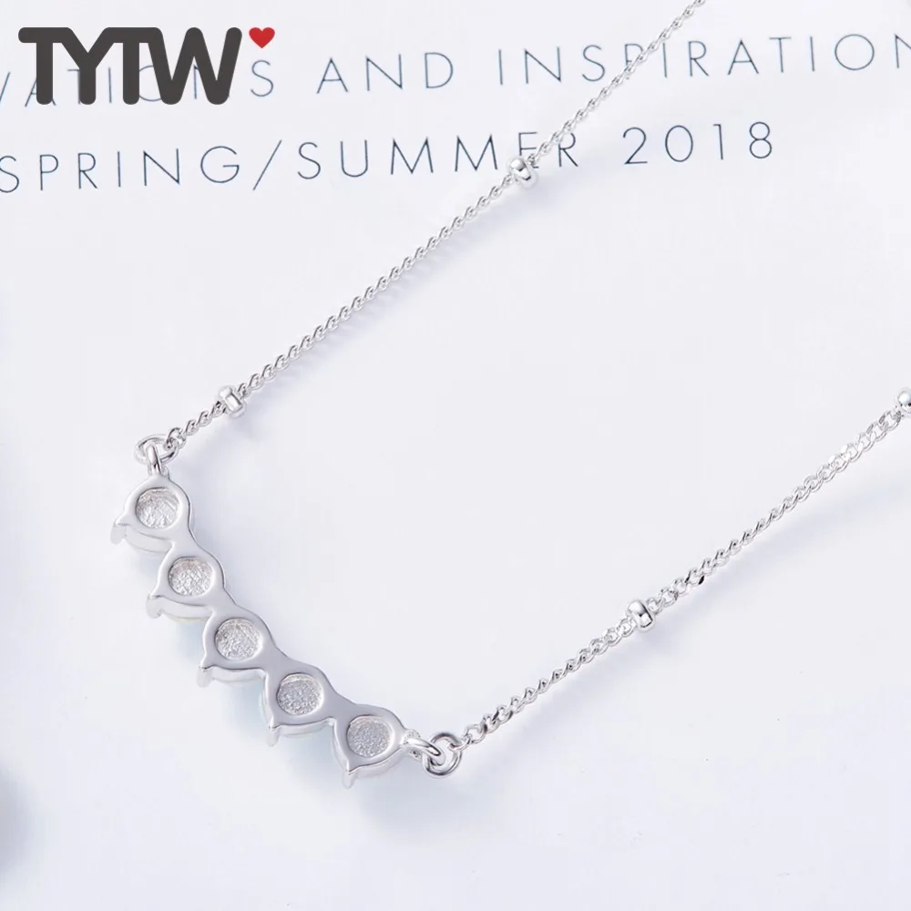 TYTW S925 Серебряное женское ожерелье с подвеской в виде улыбки круглая подвеска