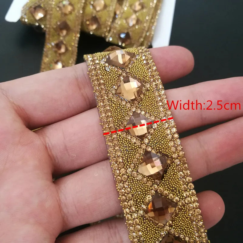 Gold 2.5cm Много цветов Стразы, Кристалл Серебряные стразы отделка ожерелье со стразами лента из страз ming самодельная цепочка - Цвет: Gold 2.5cm