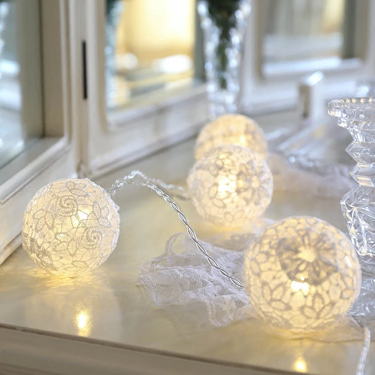 

20Led Fairy Withe Lace Flower Ball Battery Operated String Light 3m LED Decoration For Christmas Garland New Year gerlyanda 2018