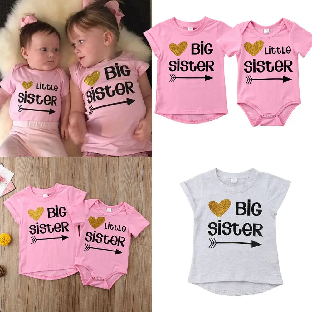 Одинаковая одежда для всей семьи с надписью Love футболка Big Sister комбинезон