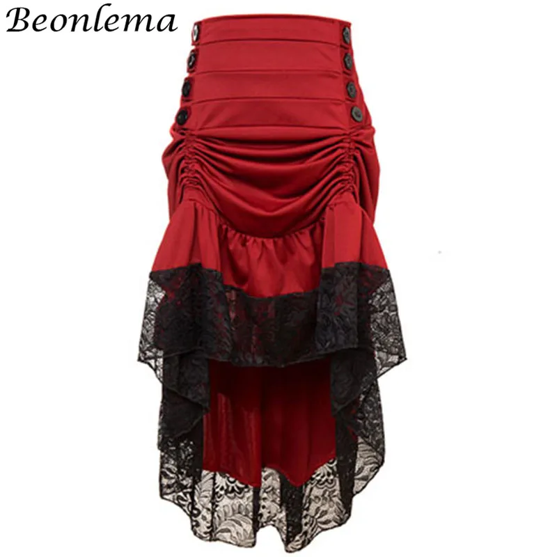 

Женская юбка с завышенной талией Beonlema, длинная юбка средней длины, черная готическая юбка, бордовые красные юбки, трапециевидная кружевная ...