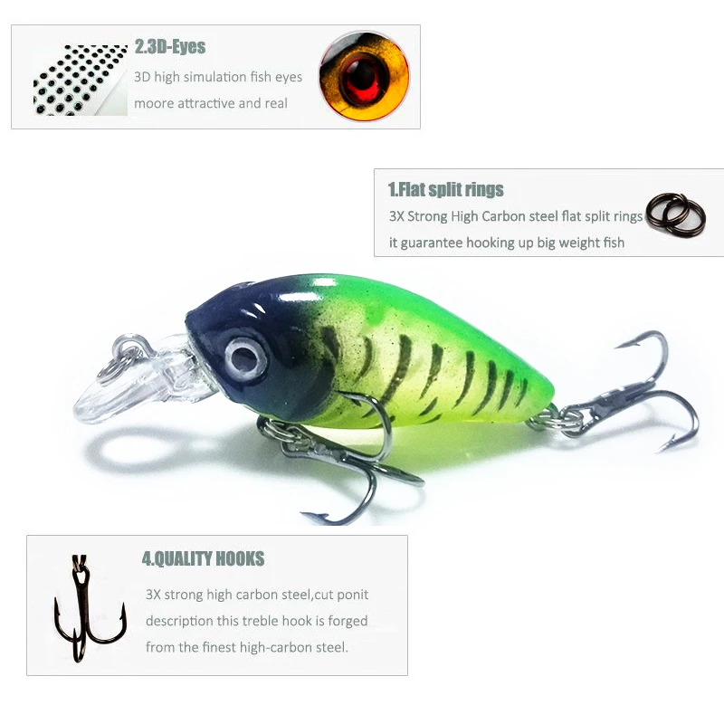 

SALE Bimmor Crankbaits 4g 4.4cm Topwater Wobbler Japan Mini Baits Floating Fishing Lures 1pcs/lot