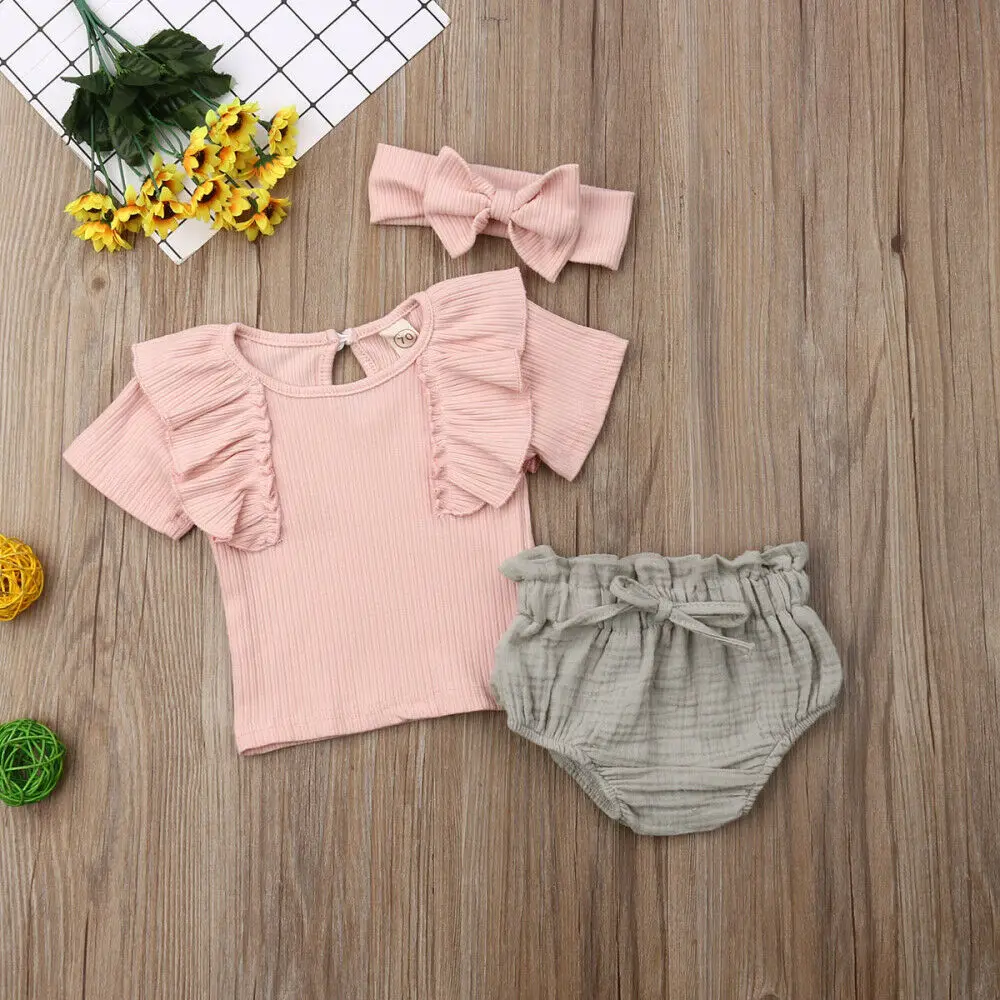 Комплект одежды для новорожденных девочек трикотажные футболки с цветочным