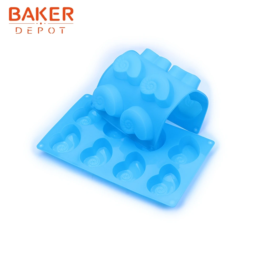 BAKER DEPOT силиконовая форма для торта шоколада в форме улитки хлеба jello форма для конфет 8 отверстий Бисквитное оборудование для выпечки DIY лоток для мыла льда