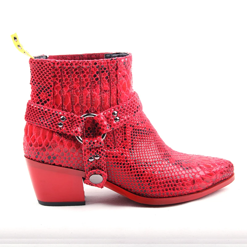 Женские ботинки со змеиным принтом Perixir 2020 новый стиль остроносые женские из