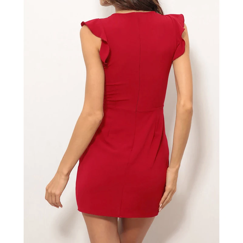 2018 Новое Сексуальное Женское платье с рюшами платья женщин Bodycon без рукавов