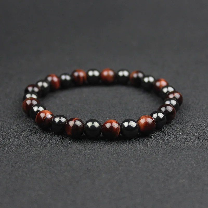 Модные мужские 8 мм круглые гематитовые бусины и натуральный тигровый глаз