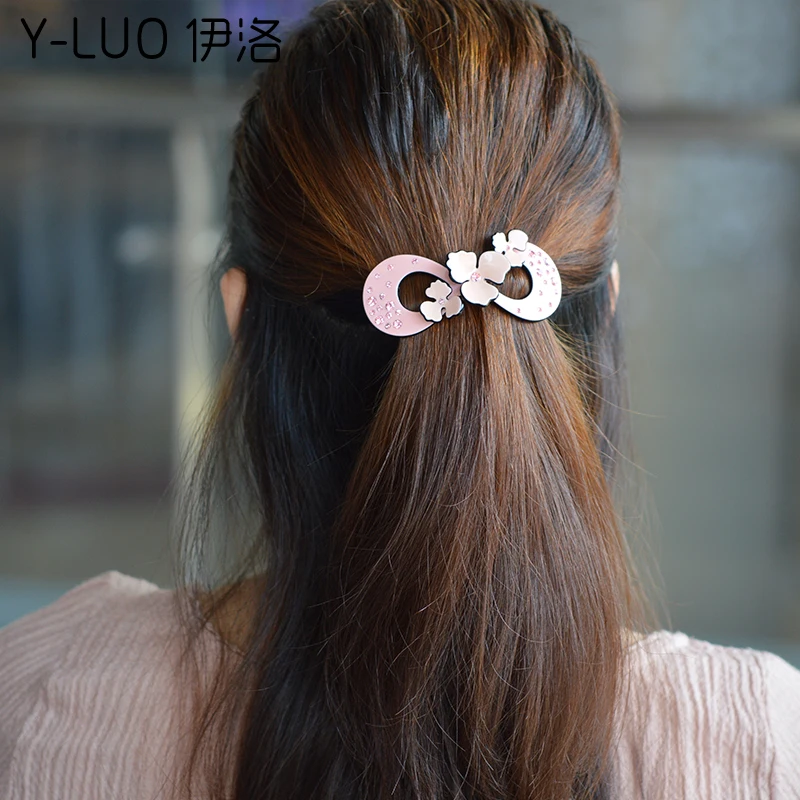 

Summer Plum Flower Hair Clip Barrette Rhinestone Crystal Hair Accessories for Girls Fashion Women Hair Accessories 8.5cm Long