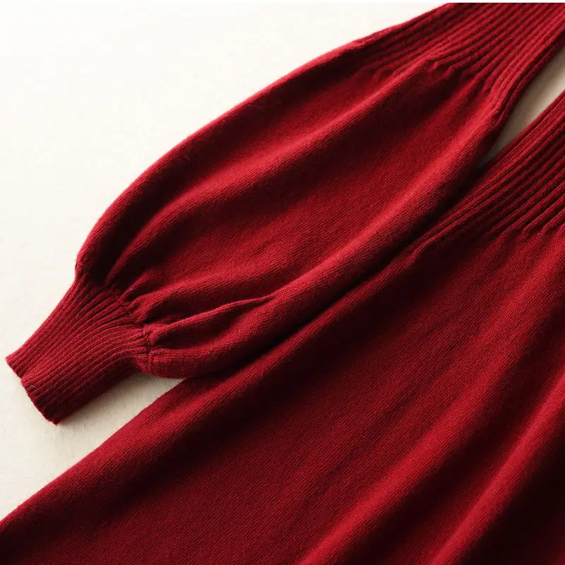 Платье-Свитер с v-образным вырезом женское осенне-зимнее трикотажное