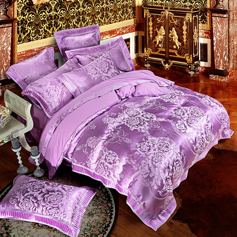 Белое жаккардовое постельное белье Housse de couette 4/6 шт. комплекты постельного белья