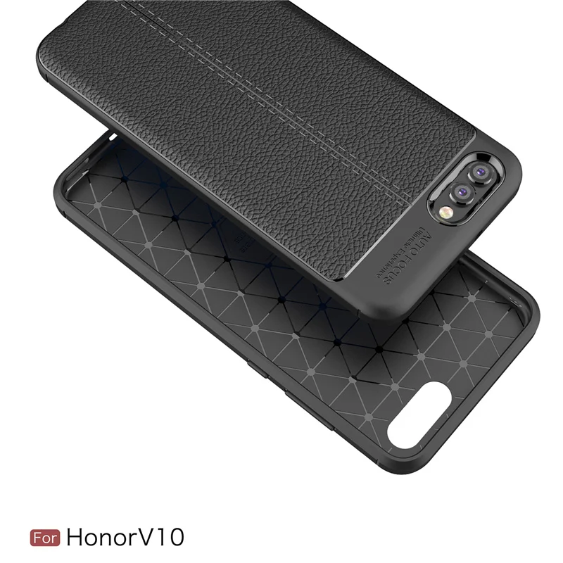 Litchi Texture Soft TPU Cases for Huawei Honor V10 Cover Silicone Case View 10 Back For V9 PLAY | Мобильные телефоны и