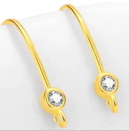 Gold7 925 пробы Серебряный ушной крючок микро-инкрустированные циркониевые серьги-Крючки Позолоченные ручные DIY серьги аксессуары - Цвет: Gold7