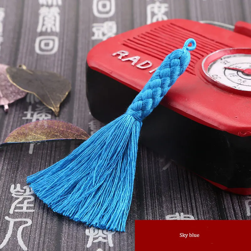 Sky blue 2 шт китайский Стиль Твист с бахромой Главная DIY текстильная занавеска одежды Ювелирные изделия декоративные аксессуары Подвеска для изготовления с отделкой кисточками - Цвет: Sky blue