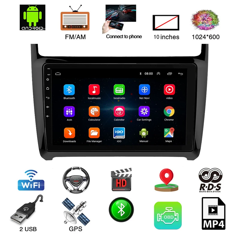 Android 8 1 Автомобильный мультимедийный dvd плеер для volkswagen Polo с Автомагнитола и gps