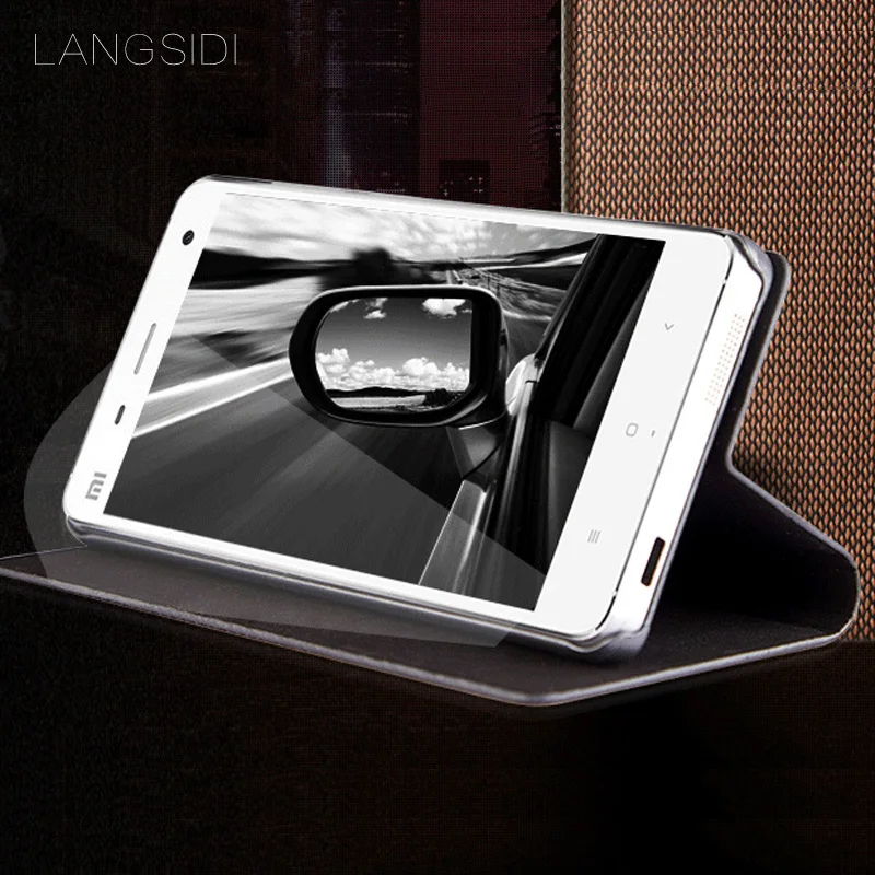 LANGSIDI брендовая натуральная кожа телефон случае ромба раскладушка handphone оболочки