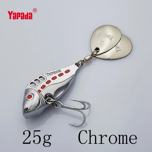 YAPADA VIB 305 Six Point 10 г/15 г/20 г/25 г тройной крючок+ вращающиеся блестки 40 мм/46 мм/50 мм/53 мм Металлические разноцветные рыболовные приманки VIB - Цвет: Chrome 25g