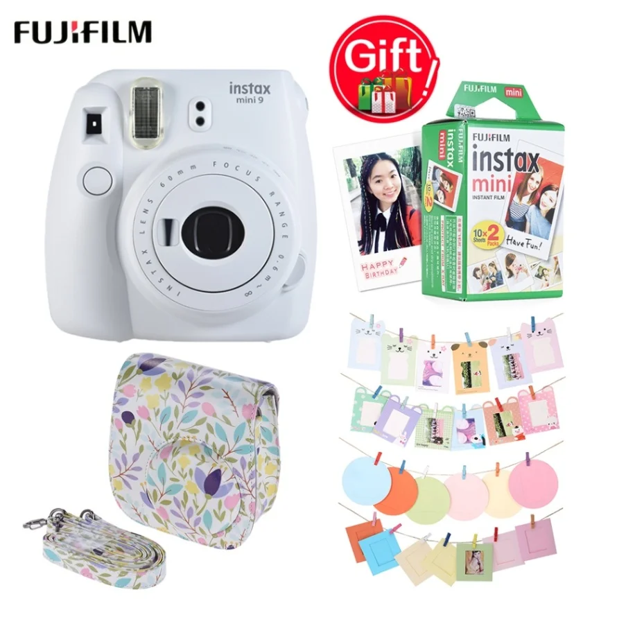 White Fujifilm Instax Mini 9 камера+ 20 листов мини 8 9 мгновенная пленка+ 32 шт. аксессуары для камеры+ мини 8 9 чехол для камеры Instax - Цвет: White