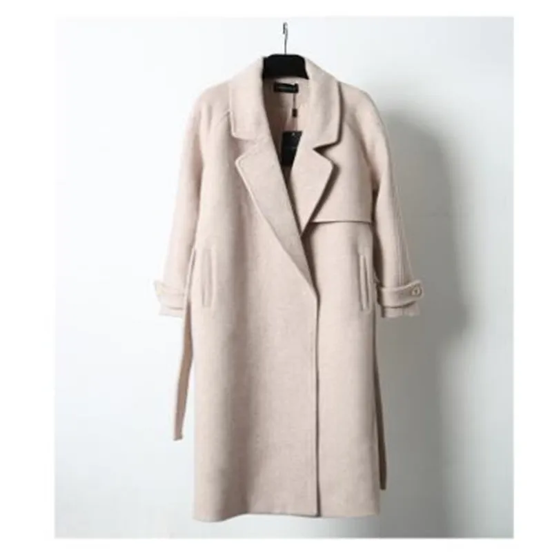 Женское длинное шерстяное пальто зимнее модное черное толстое теплое высокого