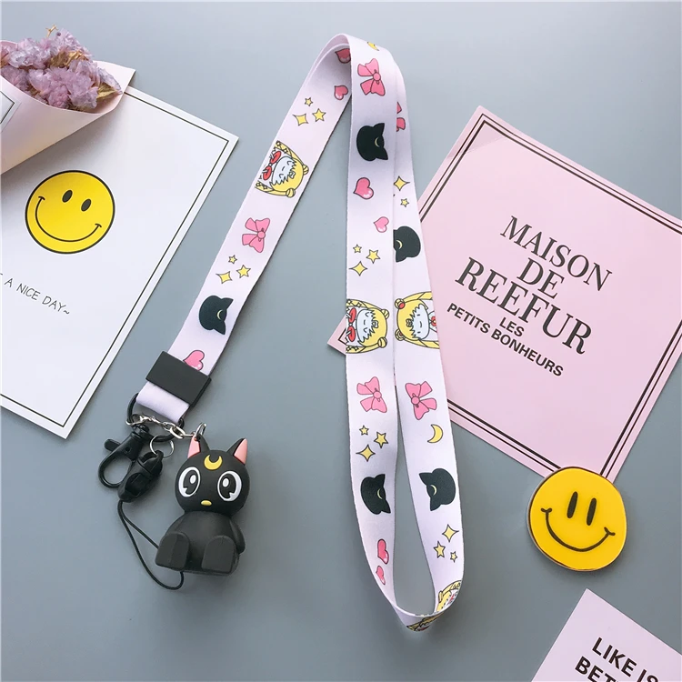 Cute Stitch cartoon phone toy stander+ strap Mobile Phone Straps Cute luna cat Cony pink panther bear strap for iPhone - Цвет: Красный / розовый