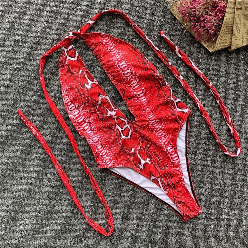 Пикантный женский купальник с подвесным воротником новый летний пляжный Цельный