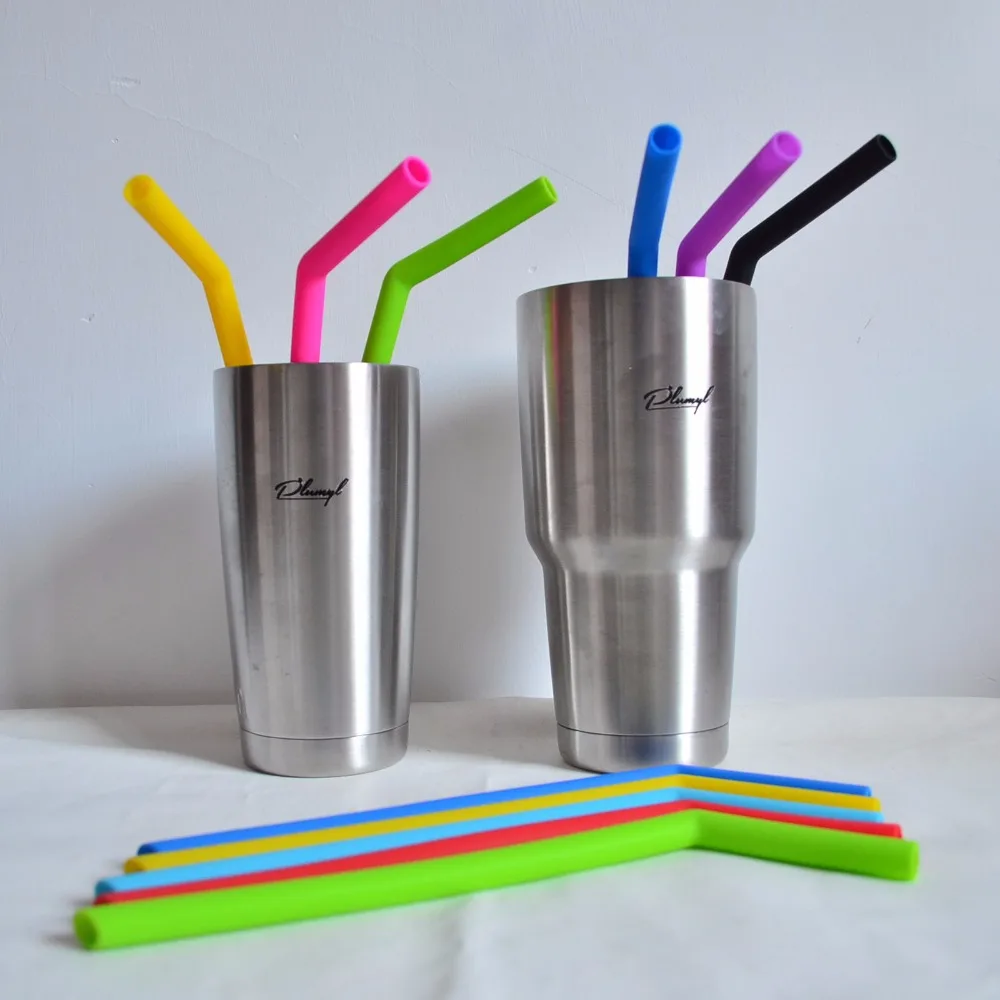 FDA 25CM Reusable Silicone Drinking Straws for Home Party Bar Accessories 10 Inch Long Flexible Replacement | Дом и сад