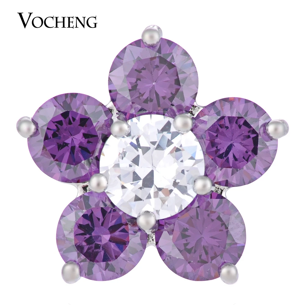 

CZ Stone Vocheng Ginger Snap Floral 4 Colors Luxury 18mm Interchangeable Brass Bling Star Vn-1285